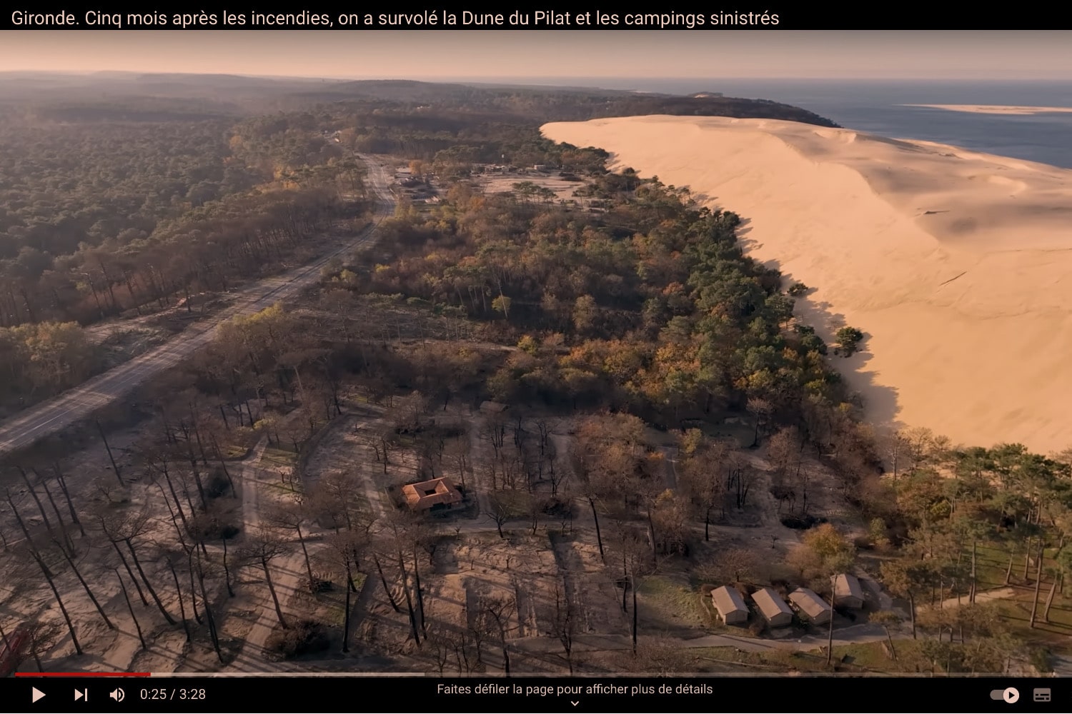 Survol de la Dune du Pilat et de la forêt sinistrée de la Teste-de-Buch après les incendies de l’été dernier par Sud Ouest